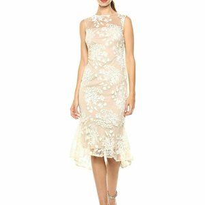 Sleeveless Lace Sheath with Flounce Hem